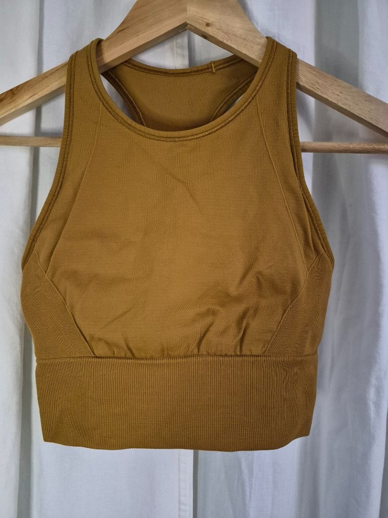 Lululemon 2 Gold Wunder Under Ebb To Train Athleisure Casual Gym Outdoor Bra
